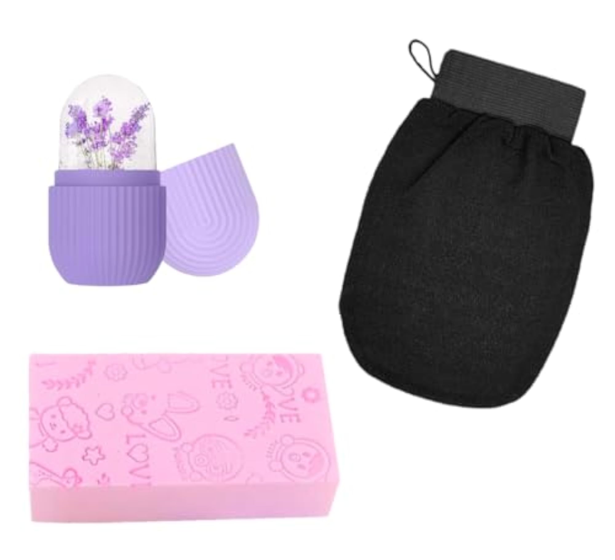 Ice Roller with Bath Gloves & Ultra Soft Sponge